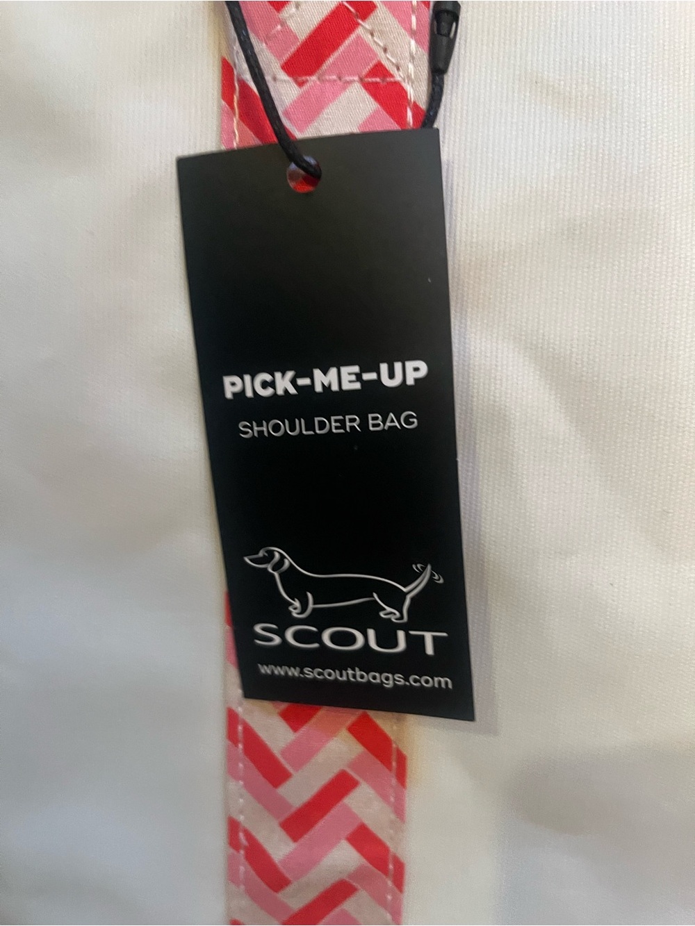 Scout White Tote with Pink Chevron Straps and Black Base - Picture 3 of 4